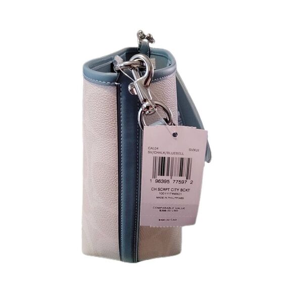 NWT~COACH City Bucket Bag with Coach Graphic in Chalk & Bluebell~$490 Retail Tag - Picture 2 of 8